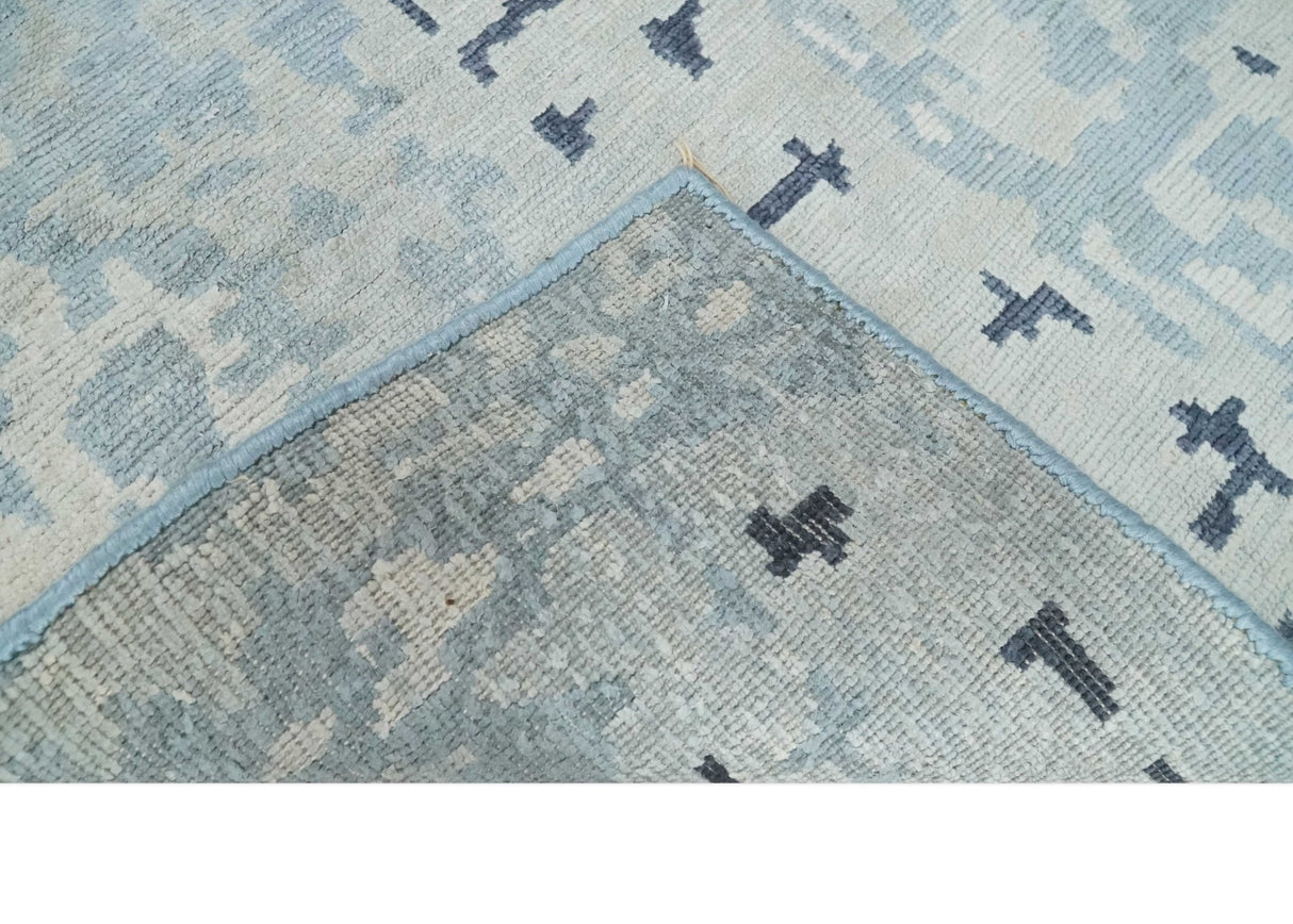 2x3 Modern Abstract Blue, Ivory and Charcoal Bamboo silk Rug
