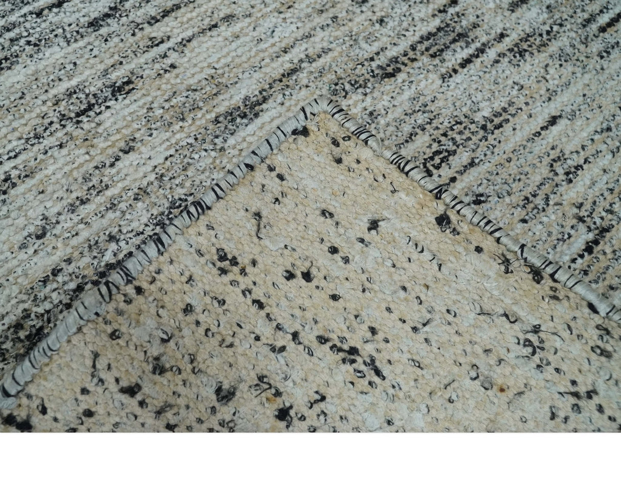 2x3 Modern Abstract Charcoal and Silver Hand Loom Art Silk Rug