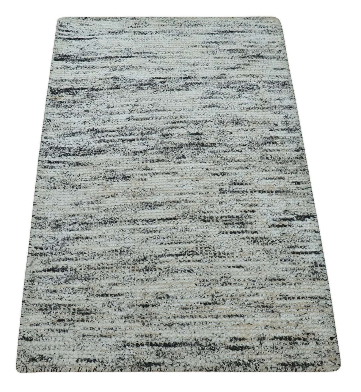 2x3 Modern Abstract Charcoal and Silver Hand Loom Art Silk Rug