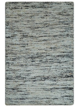 2x3 Modern Abstract Charcoal and Silver Hand Loom Art Silk Rug