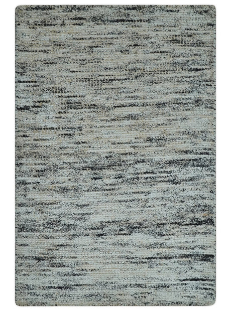 2x3 Modern Abstract Charcoal and Silver Hand Loom Art Silk Rug