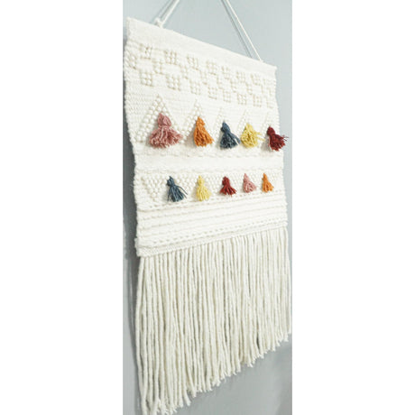 2x3 White Boho Hand Woven Wall Hanging, Tapestry-Wall Hanging-Parc Decor