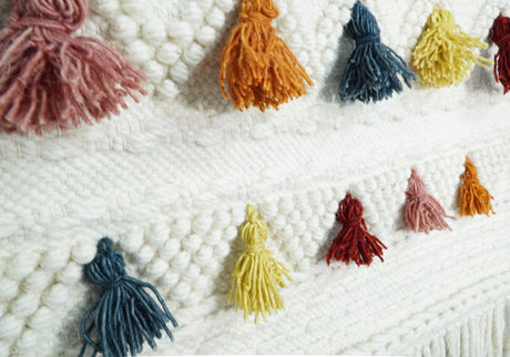 2x3 White Boho Hand Woven Wall Hanging, Tapestry | WH4