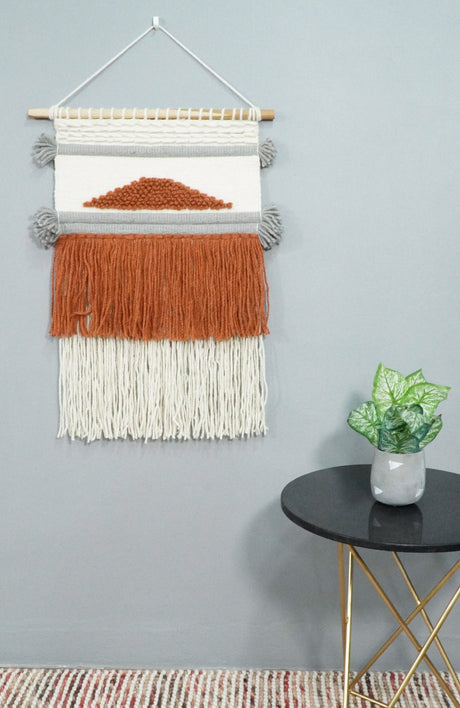 2x3 Wool Hand Woven Terracotta Boho Wall Hanging-Wall Hanging-Parc Decor