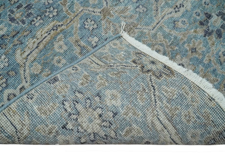 2x4 Aqua Blue and Beige Hand Knotted Traditional Vintage Wool Rug