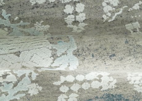 2x4 Beige and Blue Wool and Silk Hand Knotted traditional Vintage Antique Rug