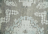 2x4 Beige and Blue Wool and Silk Hand Knotted traditional Vintage Antique Rug