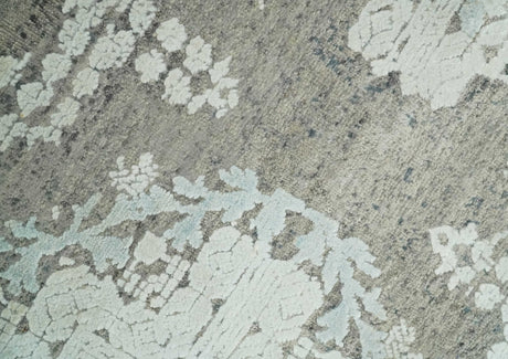 2x4 Beige, Silver and Blue Wool and Silk Hand Knotted traditional Vintage Antique Rug| N124-Area Rug-Parc Decor