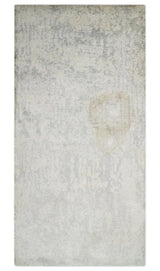 2x4 Entryway Modern Abstract Ivory and Gray Wool Rug Made with Art Silk-Area Rug-Parc Decor