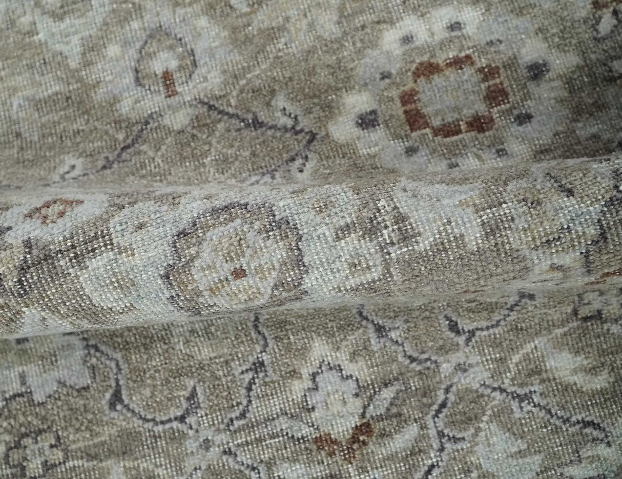 2x4 Gray and Brown Wool Hand Knotted traditional Vintage Antique Rug