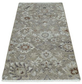 2x4 Gray and Brown Wool Hand Knotted traditional Vintage Antique Rug
