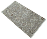 2x4 Gray and Brown Wool Hand Knotted traditional Vintage Antique Rug