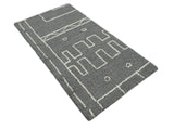 2x4 Gray and White Tribal Hand Hooked Textured Loop Area Rug | TRIB2-Area Rug-Parc Decor