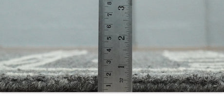 2x4 Gray and White Tribal Hand Tufted Textured Loop Area Rug