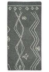 2x4 Gray and White Tribal Hand Tufted Textured Loop Area Rug