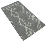 2x4 Gray and White Tribal Hand Tufted Textured Loop Area Rug