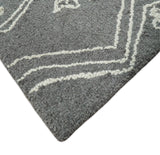 2x4 Gray and White Tribal Hand Tufted Textured Loop Area Rug