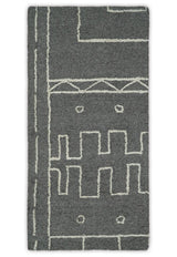 2x4 Gray and White Tribal Hand Tufted Textured Loop Area Rug