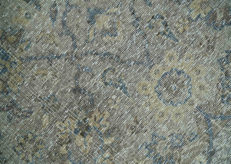 2x4 Gray, Beige and Blue Wool Hand Knotted traditional Vintage Antique Rug