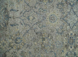 2x4 Gray, Beige and Blue Wool Hand Knotted traditional Vintage Antique Rug