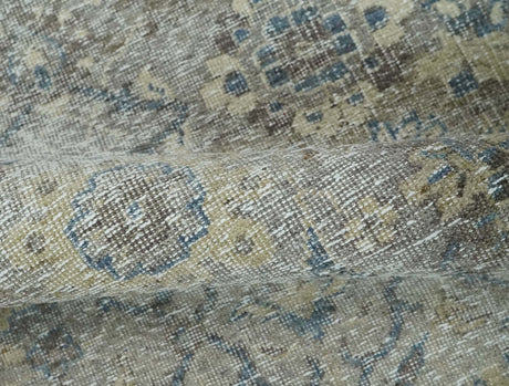 2x4 Gray, Beige and Blue Wool Hand Knotted traditional Vintage Antique Rug
