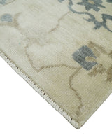 2x4 Hand Knotted Beige and Gray Traditional Oushak Wool Rug