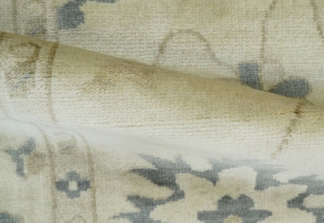 2x4 Hand Knotted Beige and Gray Traditional Oushak Wool Rug
