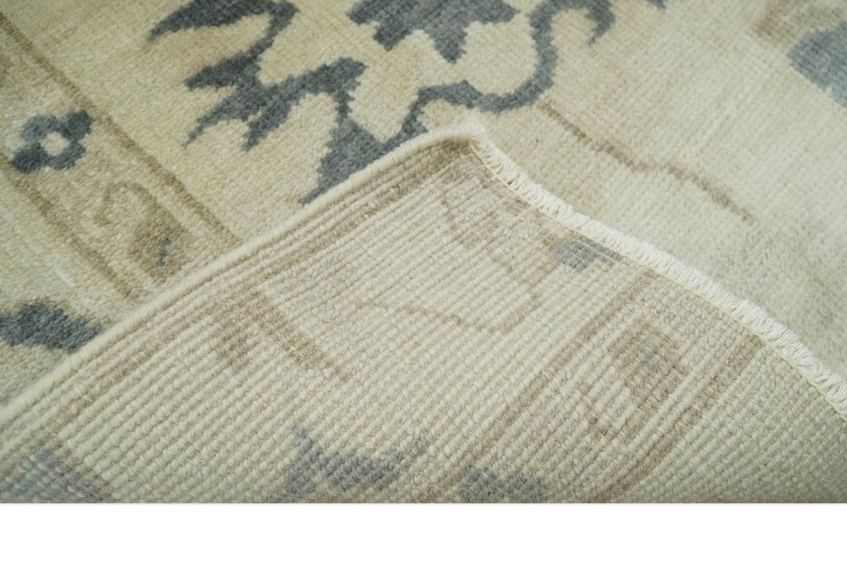 2x4 Hand Knotted Beige and Gray Traditional Oushak Wool Rug