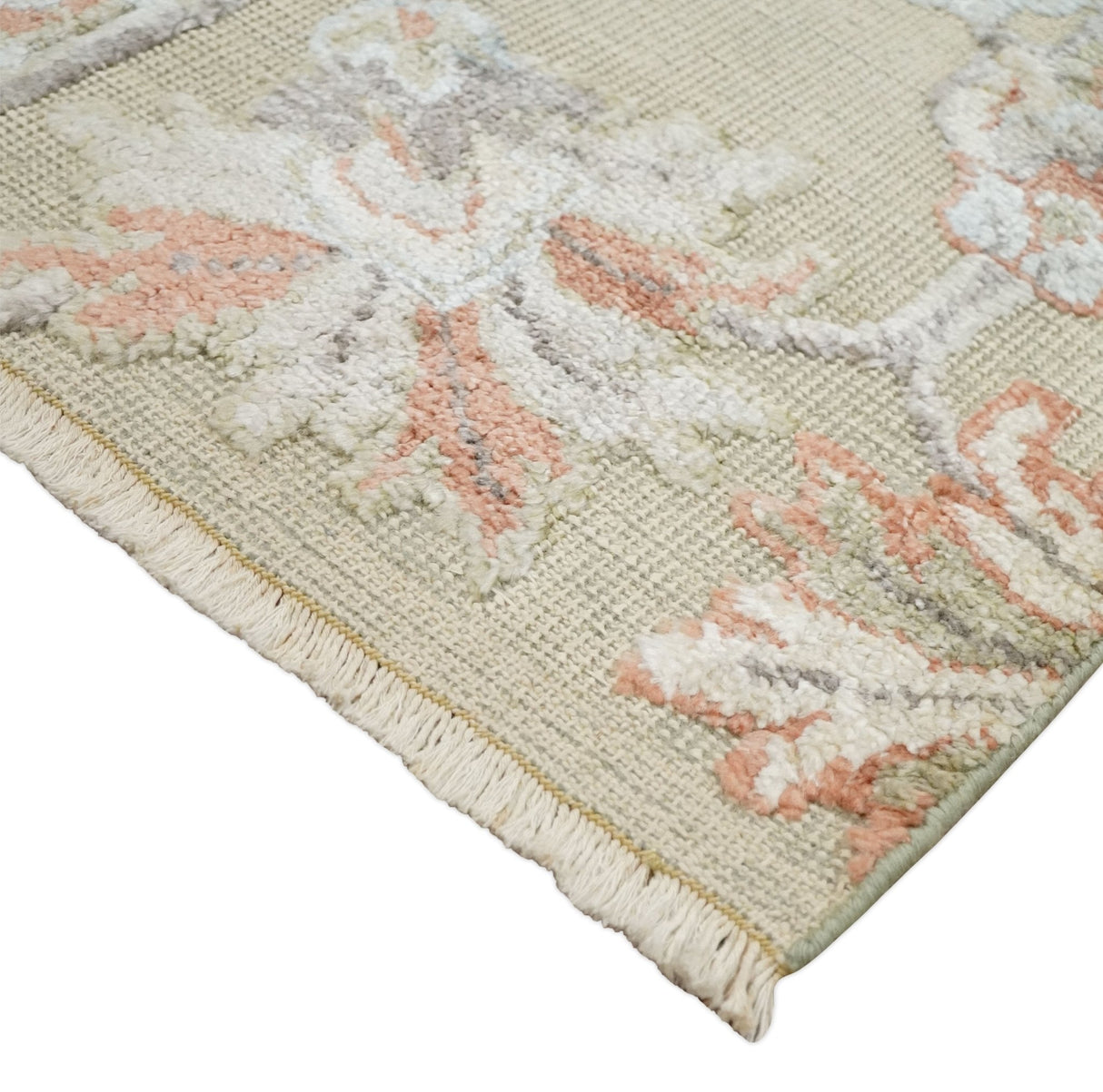 2x4 Hand Knotted Beige and Peach Traditional Persian Oushak Wool Rug
