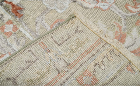 2x4 Hand Knotted Beige and Peach Traditional Persian Oushak Wool Rug