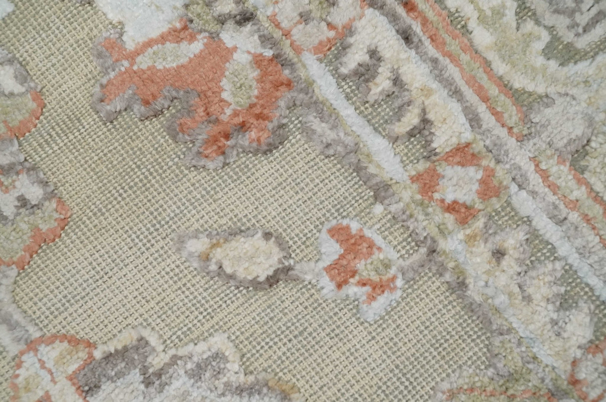 2x4 Hand Knotted Beige and Peach Traditional Persian Oushak Wool Rug