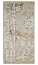 2x4 Hand Knotted Beige and Peach Traditional Persian Oushak Wool Rug