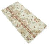 2x4 Hand Knotted Beige and Rust Traditional Oushak Wool Rug