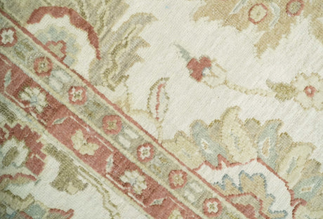 2x4 Hand Knotted Beige and Rust Traditional Oushak Wool Rug