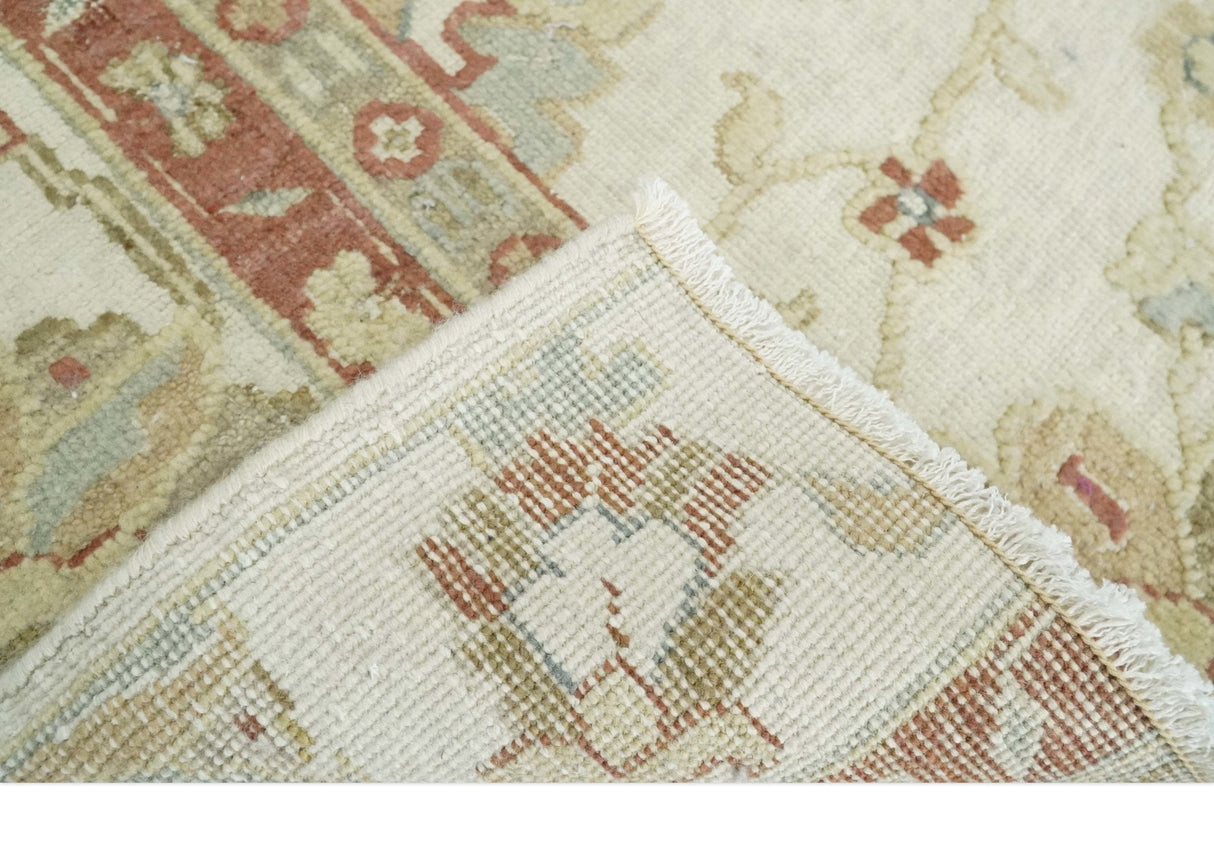 2x4 Hand Knotted Beige and Rust Traditional Oushak Wool Rug