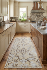 2x4 Hand Knotted Beige And silver Traditional Persian Oushak Wool Rug