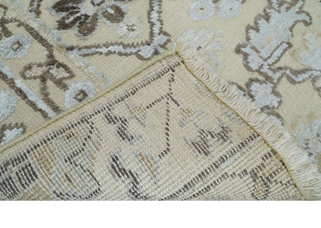 2x4 Hand Knotted Beige And silver Traditional Persian Oushak Wool Rug
