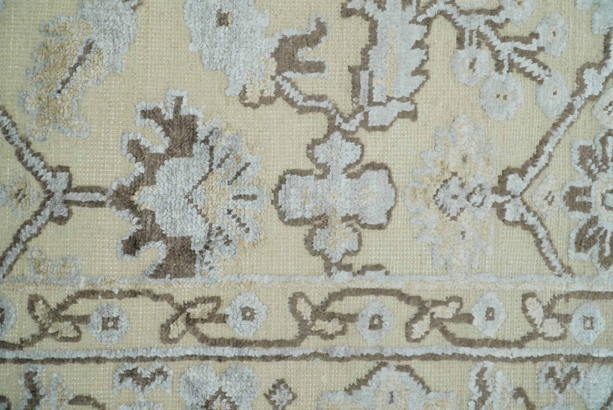 2x4 Hand Knotted Beige And silver Traditional Persian Oushak Wool Rug