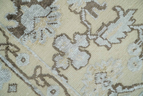 2x4 Hand Knotted Beige, silver and Brown Traditional Persian Oushak Wool Rug | N5524-Area Rug-Parc Decor
