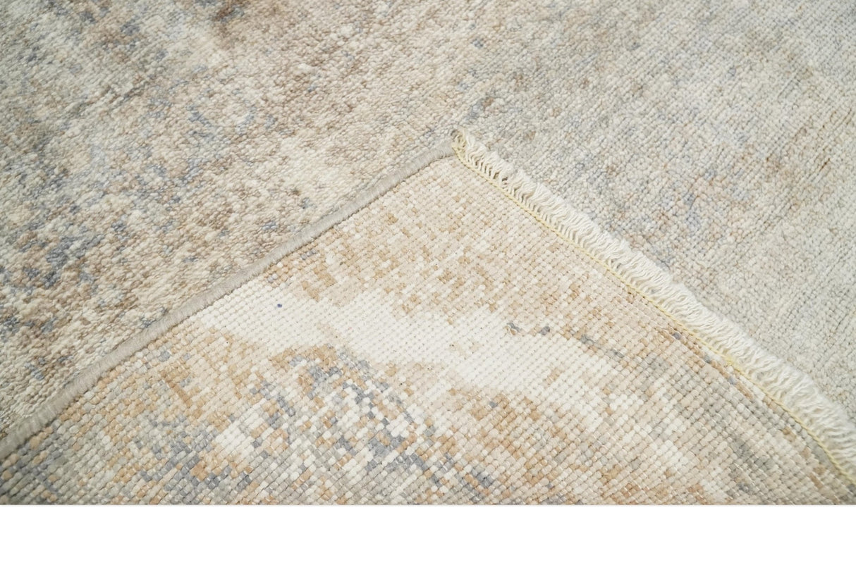 2x4 Hand Knotted Ivory and Beige Modern rug made with Art Silk| N8624-Area Rug-Parc Decor