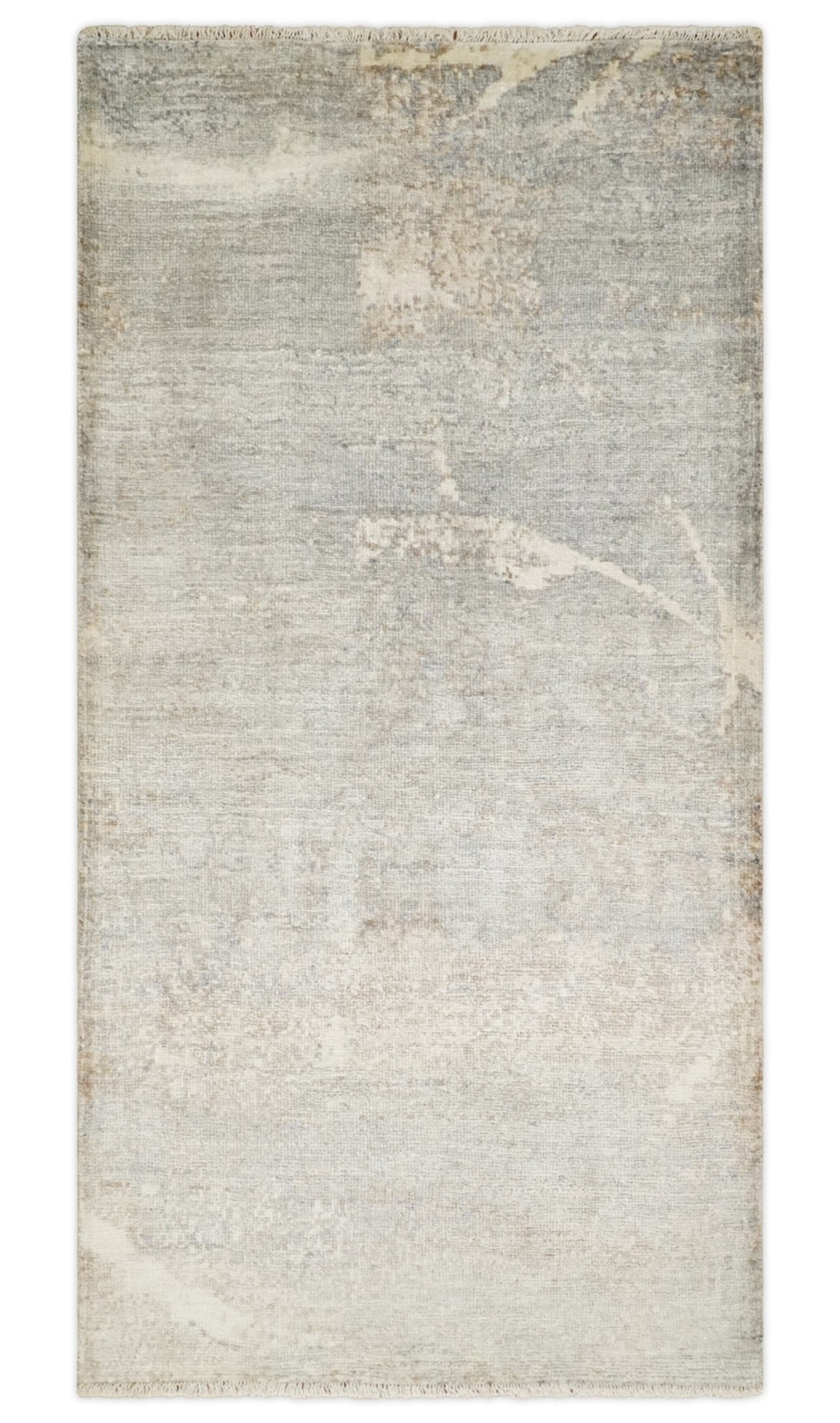 2x4 Hand Knotted Ivory and Beige Modern rug made with Art Silk| N8624-Area Rug-Parc Decor