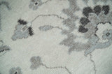 2x4 Hand Knotted Ivory and Silver Traditional Persian Oushak Wool Rug