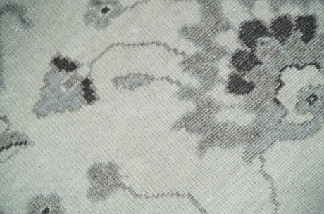 2x4 Hand Knotted Ivory and Silver Traditional Persian Oushak Wool Rug