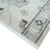 2x4 Hand Knotted Ivory and Silver Traditional Persian Oushak Wool Rug