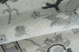 2x4 Hand Knotted Ivory and Silver Traditional Persian Oushak Wool Rug