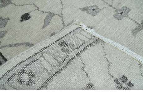 2x4 Hand Knotted Ivory and Silver Traditional Persian Oushak Wool Rug