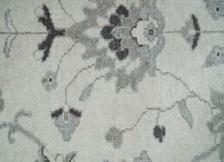 2x4 Hand Knotted Ivory and Silver Traditional Persian Oushak Wool Rug