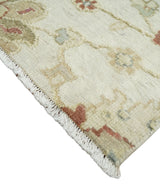 2x4 Hand Knotted Beige and Rust Traditional Oushak Wool Rug