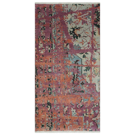 2x4 Hand Knotted Modern Abstract Peach and Ivory Wool Rug| N8424-Area Rug-Parc Decor