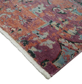 2x4 Hand Knotted Modern Abstract Rust And Purple Wool Rug